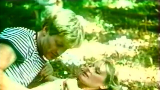 Romantic outdoor sex scene with beautiful blond head