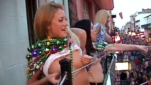 Lot of stunning ladies getting wild at the Mardi Gras