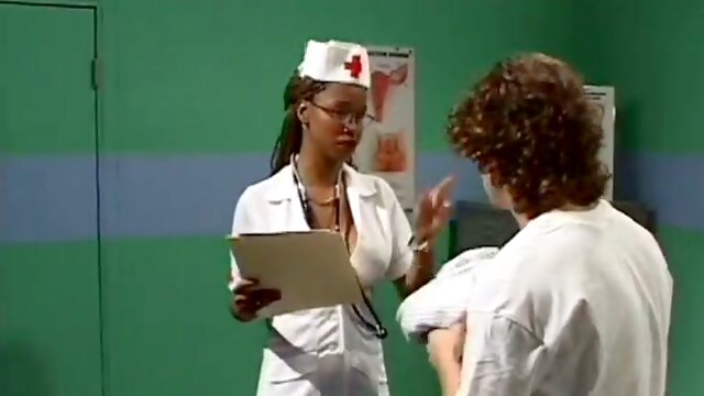 Stunning black nurse gets seduced by her cocky patient