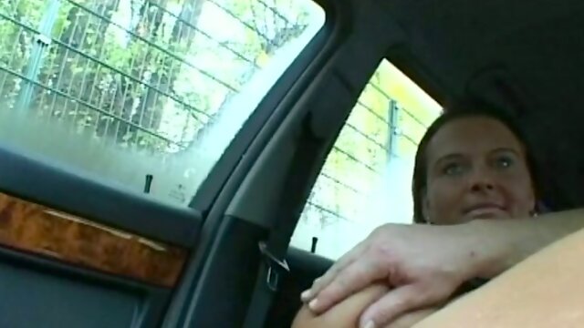 Incredible sexy busty euro amateur masturbating in car