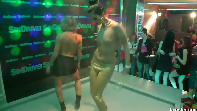 Amazing Nataly Gold gets all wet while dancing in the horny night club