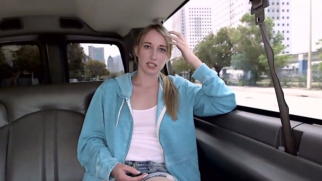 Charming blonde hoe Riley Reynolds gets undressed in the car