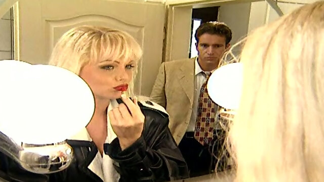 Hot blonde lady Silvia Saint wanna suck dudes cock in the bathroom