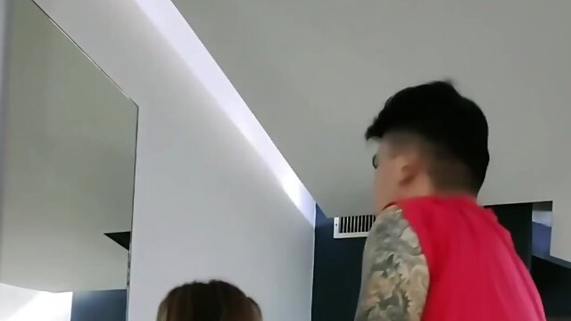 Big bubble butt Latina teen in stockings fucks doggy style w/ roommate.