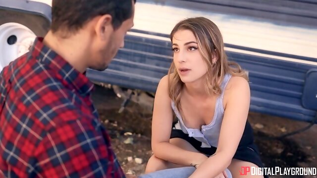 Flirty young woman Kristen Scott begs for a hard cock in her wet pussy