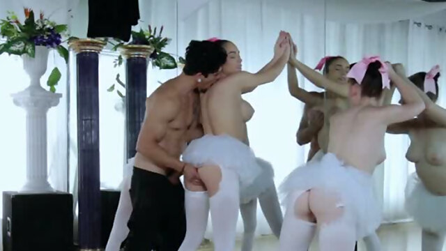 Orgasmic bootyful ballerinas get nailed by horny ballet dancer