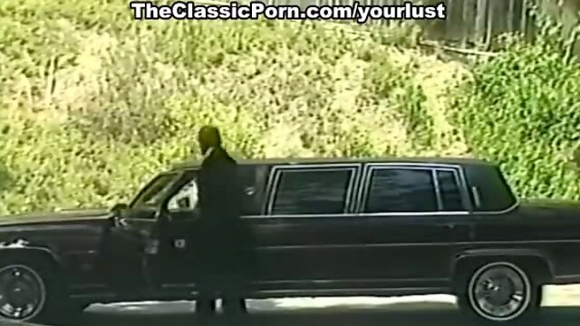 European hot vintage milf Bridgette Monet blows dick in a limo