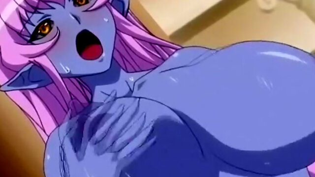 Fantastic purple chick gets her very juicy cunt fucked in hentai sex clip