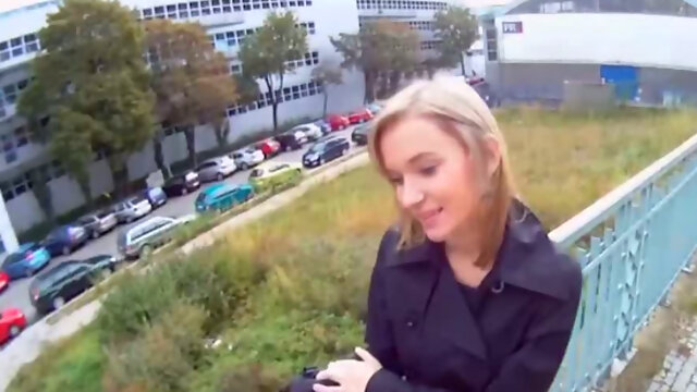 Blonde cutie is tricked into outdoor sex filmed on spy camera glasses