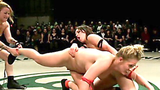 4 girl un-scripted Tag Team wrestling! Shot live, in front of a public audience Brutal sexual action