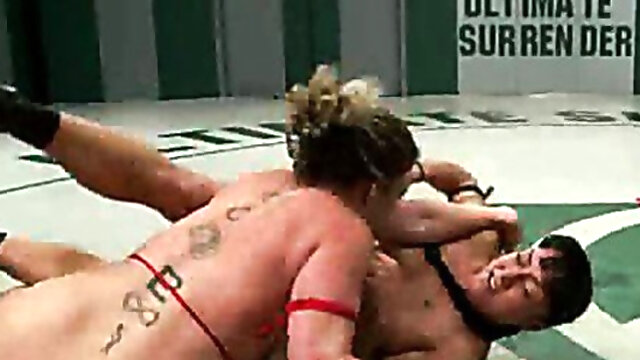 12th vs 7th: 2 big titted wrestlers battle to avoid eliminationLoser fucked as punishment in RD4