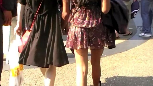 Asians walking no pants in city