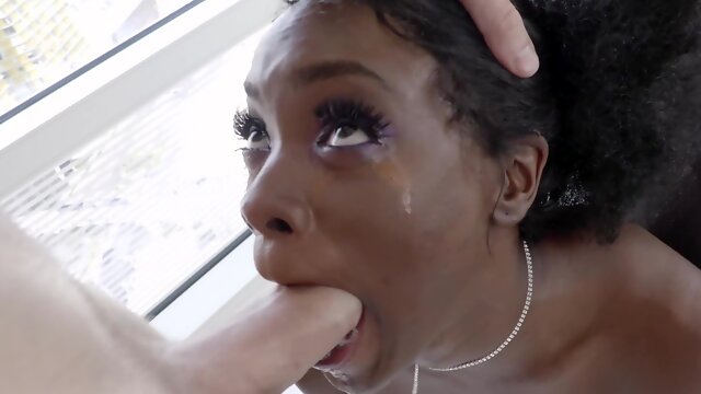 Thin ebony white fucked in the ass and soaked with jizz on face