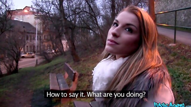 Skinny Czech Blonde Fucked Outside in Prague public park - reality
