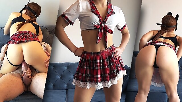 MyRedFoxGirl Serves Her Sugar Daddy in a Schoolgirl outfit