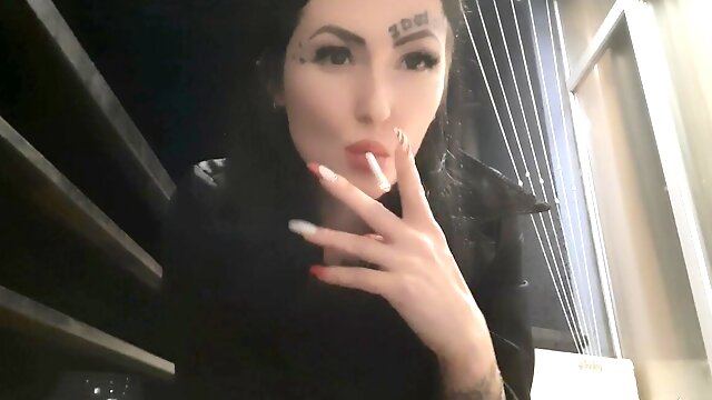 Smoking fetish from the charming Dominatrix Nika. You will swallow her cigarette smoke and ashes