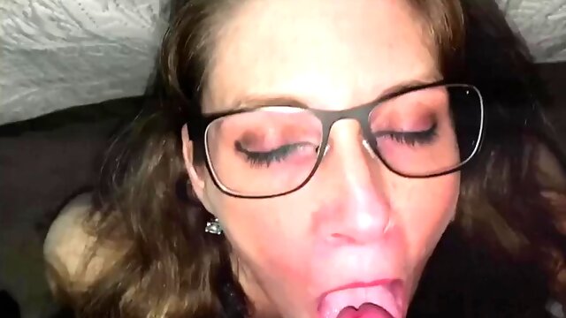 Watch cute teen turn into a seasoned milf by sucking and taking cum in her mouth and on her face