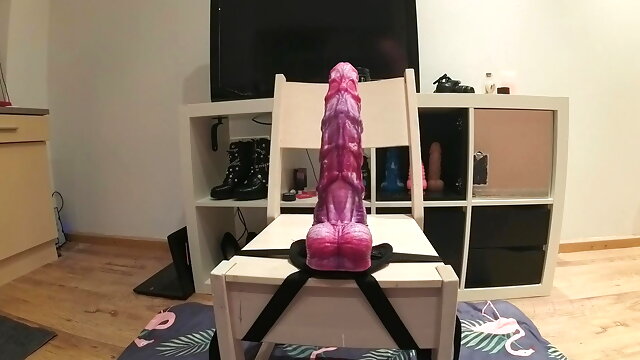 Anal Riding, Masturbation And Cum Solo, Riding Dildo, Shemales Solo Doggystyle