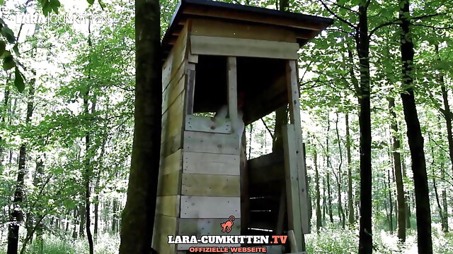Lara CumKitten -  CAUGHT by the tensioner on the high seat!