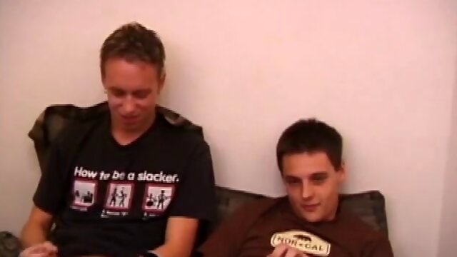 Roar says he had so much fun the last time he played with Strelok that he had to go back to do it again. Shooter quickly finds his way into Roars lap and presses his mouth against his cock.