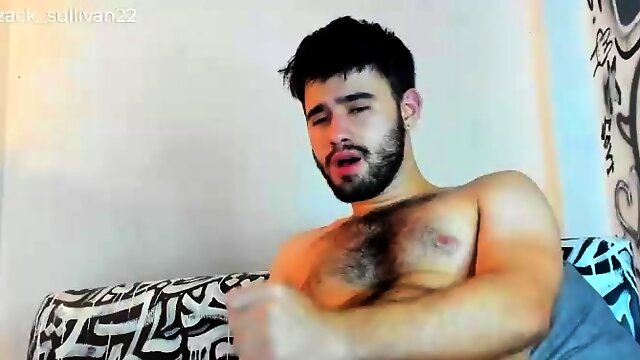 Gay bear sexy solo cock tug fun