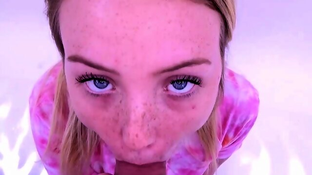 Cute Freckled Teen sucking stroking cock at audition