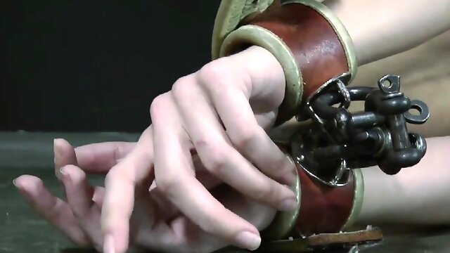 Restrained villein receives punishment for her wicked twat