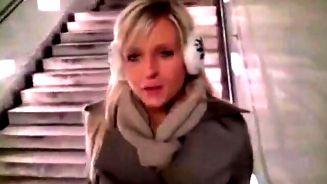 Gorgeous Blonde Swallowing A Load Of Cum In Public