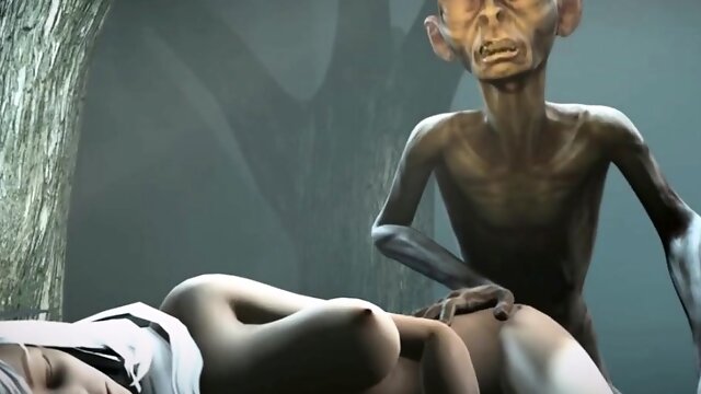 Gollum finds a slut in the forest and bangs her