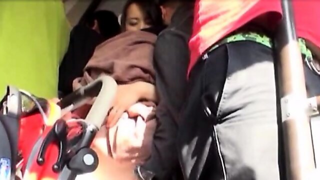 Huge bust on an oriental chick getting manhandled in a bus