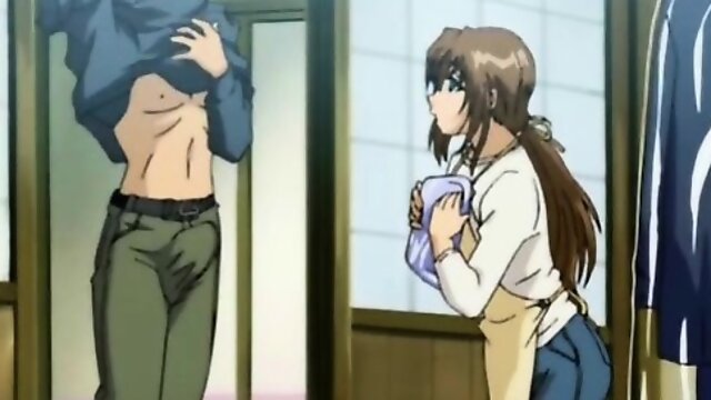 Anime chick gets ass spanked and gives BJ