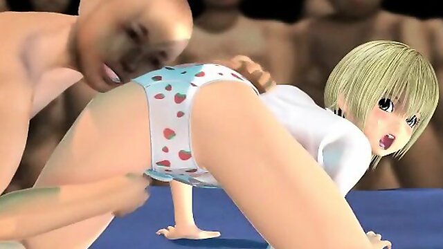 3D hentai babe gets facialized in gangbang