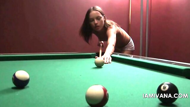 Slim russian sex doll Ivana fucking her BF on a pool table