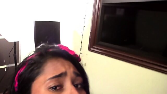 Gorgeous babe greedy for facial cumshot