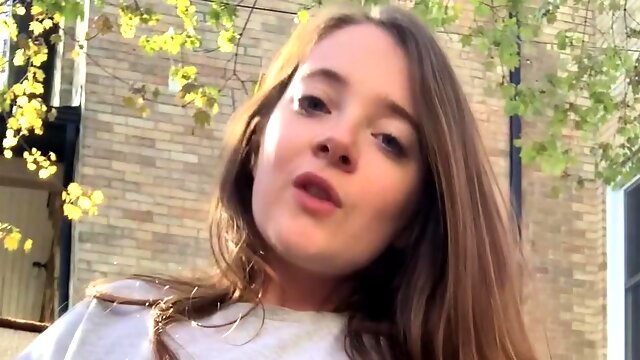 Sexy brunette teen outdoor masturbation