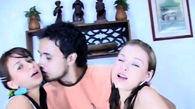 Teen sluts share cock