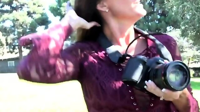 Skinny MILF is riding a huge cock during a wild photoshoot!