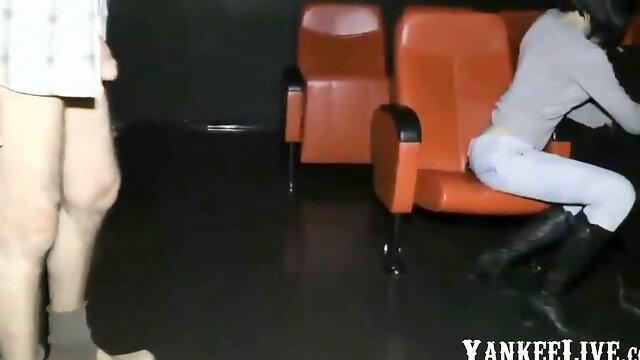 2 Horny Huge Cock Hard Fucking Girl in Porn Cinema