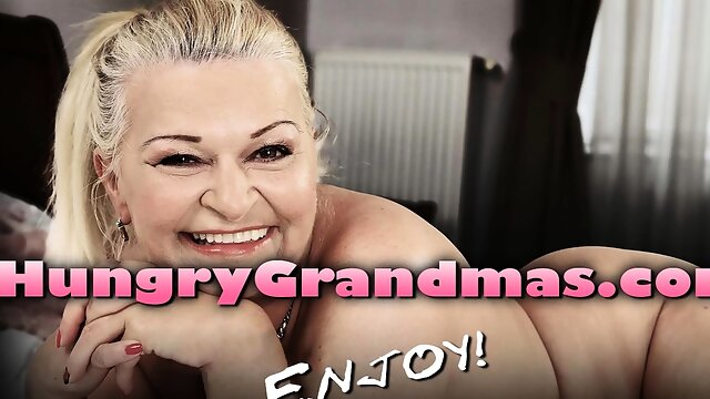 Horny blonde granny with big boobs enjoys good sex