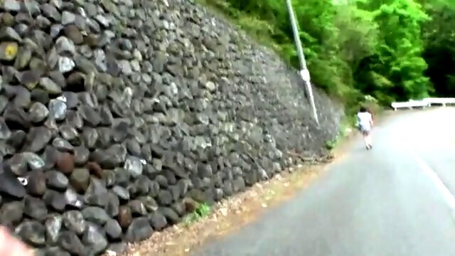 Dirty bitch gets destroyed outdoors by couple of studs