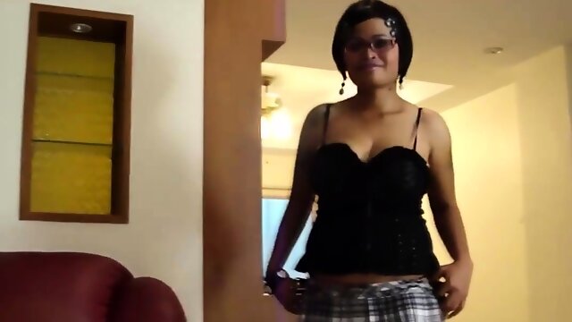 Thai MILF in glasses gives rimjob and BJ