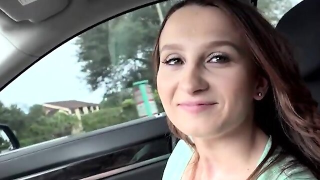 Teen Sadie Leigh gets pounded by stranger guy in the car