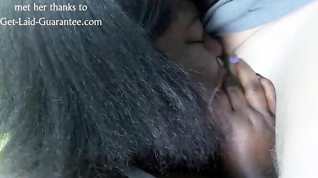 Ebony BBW MILF blowing a hard white Penis