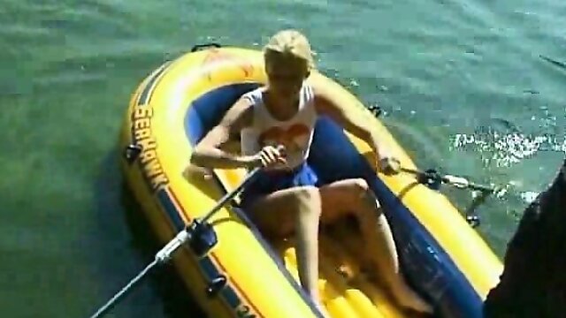 Masturbating in a rubber boat