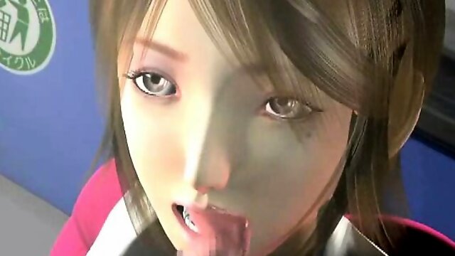 Busty 3D hentai cutie gives oral sex