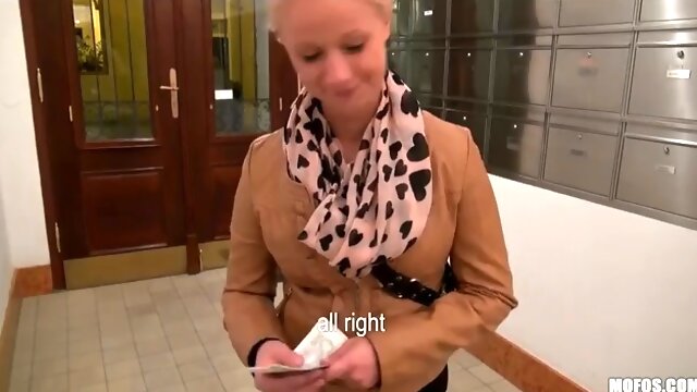 Slurping blonde czech student pays for sex in public