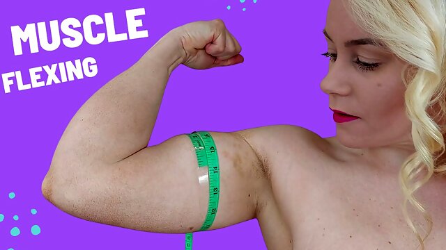 Muscle flexing and measuring muscle girl michellexm 