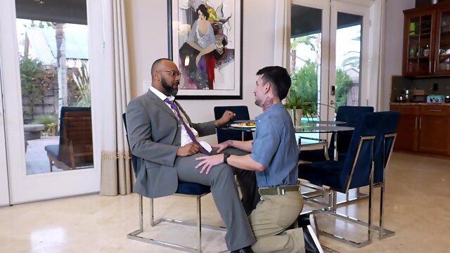 Black dude with a large dick fucks tight asshole of a white man