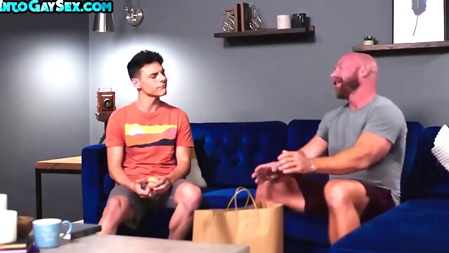 Nympho stud is doggystyled in the ass by muscled men