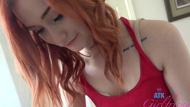 Redhead Scarlet Skies enjoys while being fucked by her man
